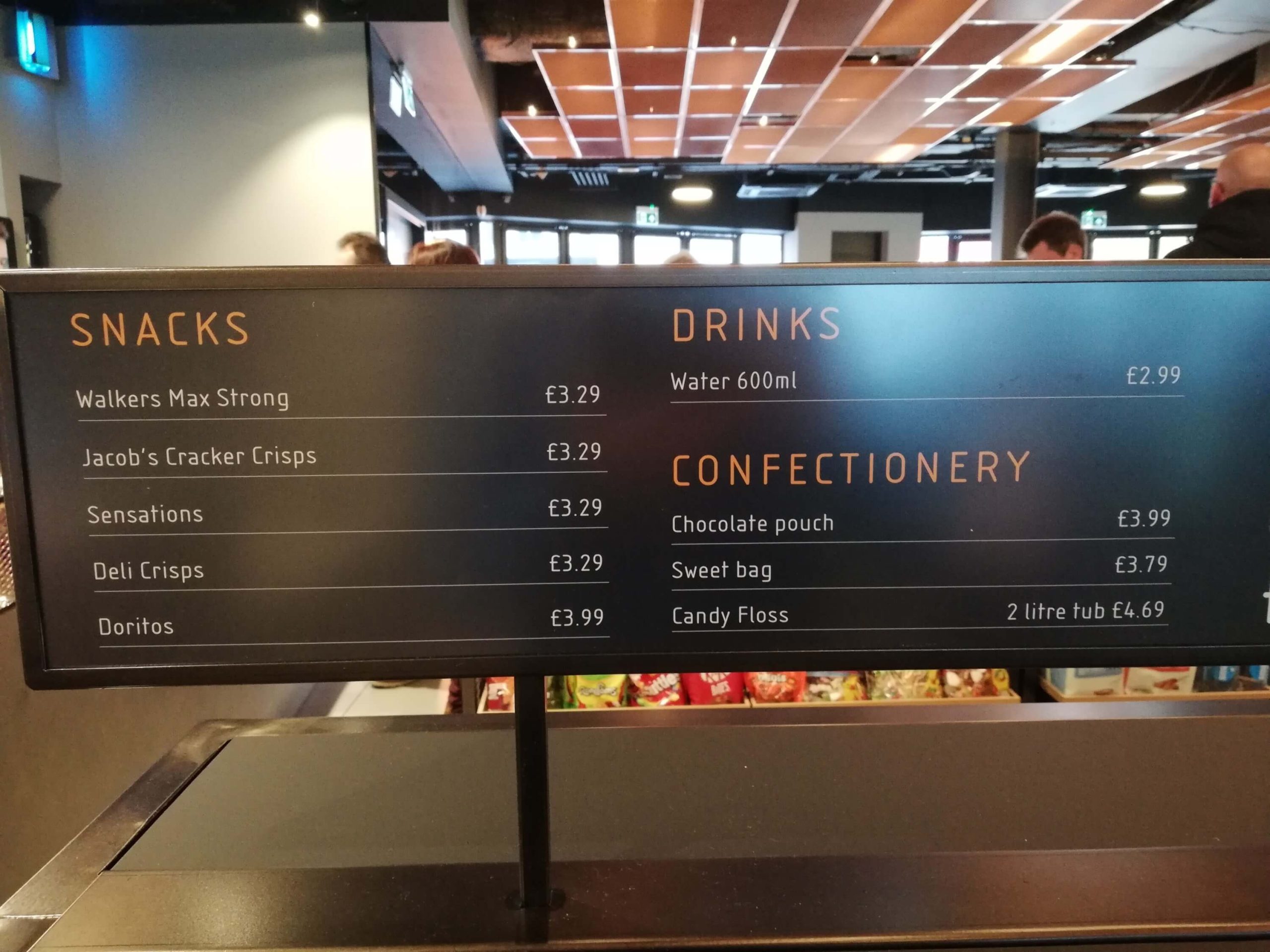 Premiere cinema 2025 food prices
