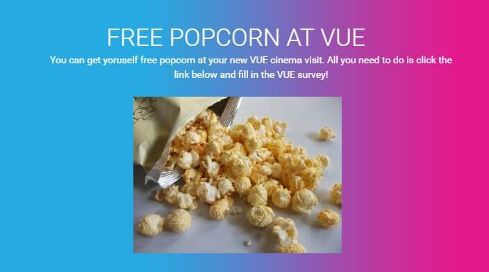 Get Some Free Popcorn At Vue By Taking The Survey