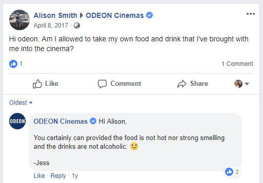 Odeon Allows You To Take Food Into Their Cinemas From Outside Locations